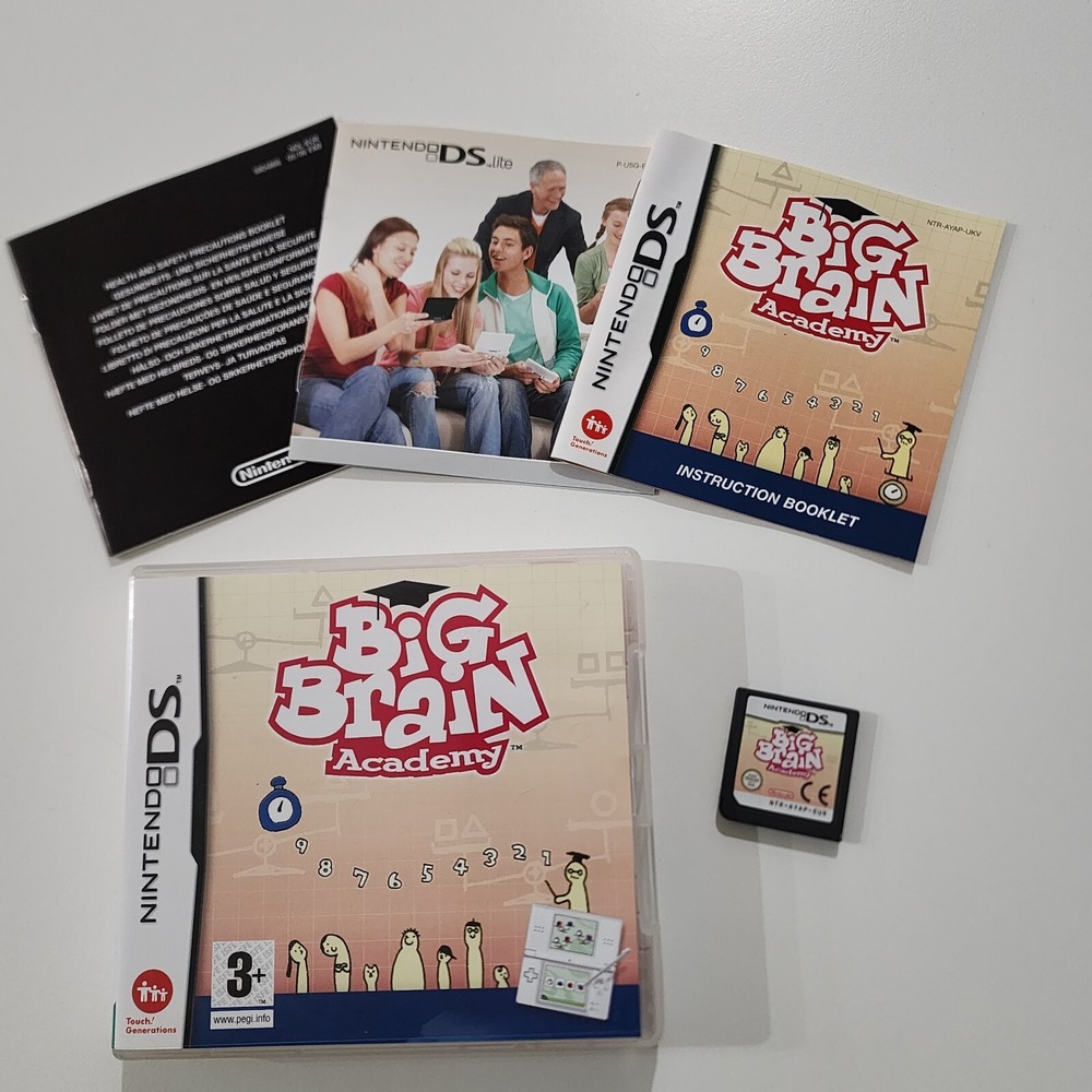 Big Brain Academy DS Lite Game Nintendo 2005 Tested Works + Box, Instructions‎